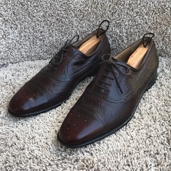 Moreschi Burgundy Brown Peccary & Calfskin Cap-toe Oxfords Brogue size 10 1/2 Moreschi Red Dress Shoes for Men for sale | eBay main image 2